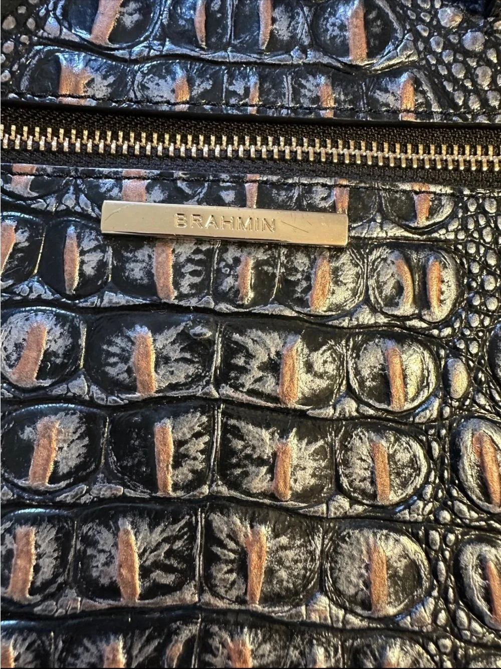Brahmin Croc Embossed Leather Business Tote Laptop Bag